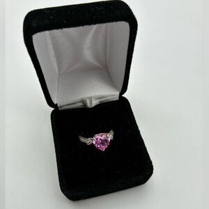 New Lorenzo 925 Silver Ring with Pink Heart Gemstone lab created